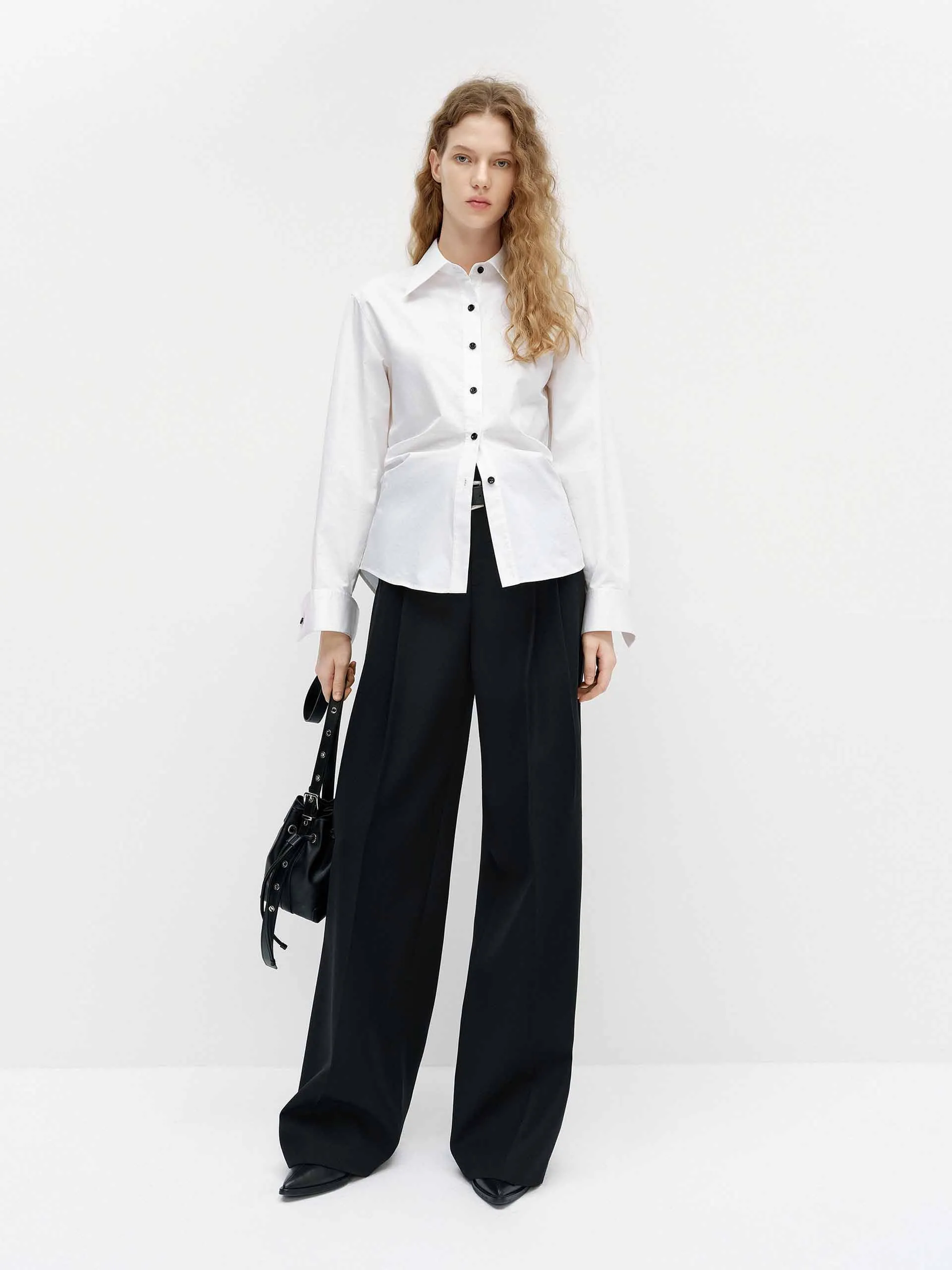 Pleated Waist Cotton Shirt