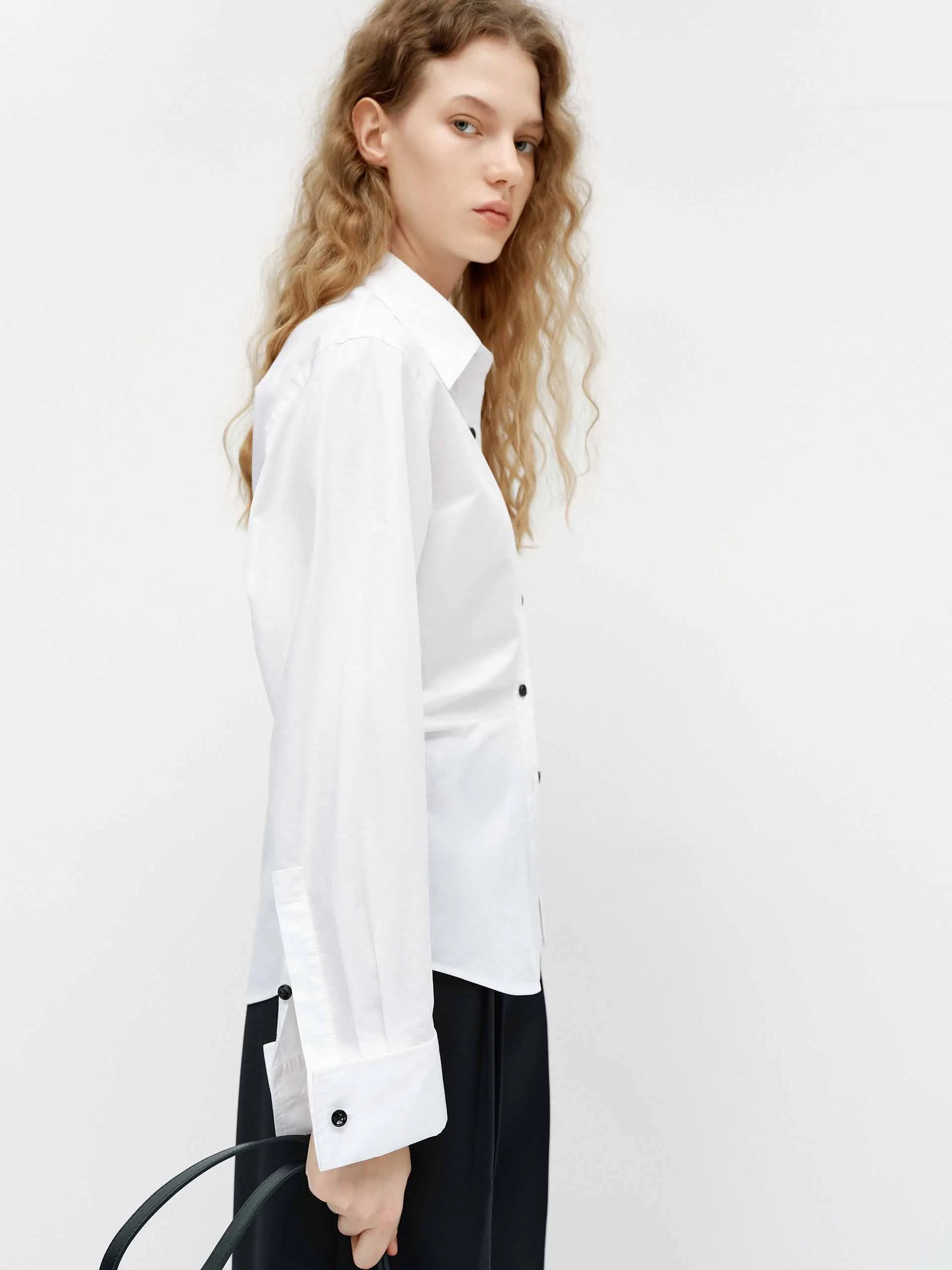 Pleated Waist Cotton Shirt