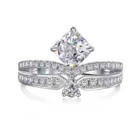 Princess & Pear Cut Curved Split Shank Engagement Ring