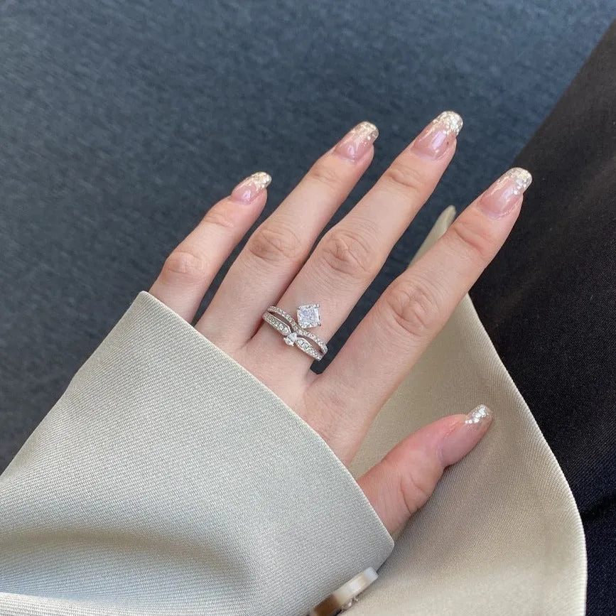 Princess & Pear Cut Curved Split Shank Engagement Ring