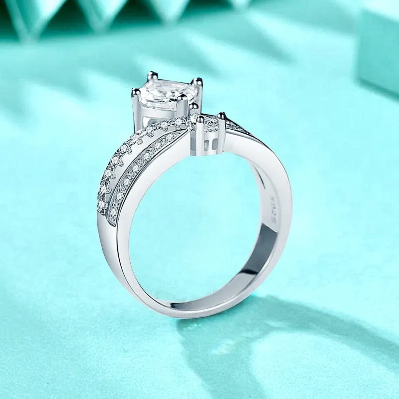 Princess & Pear Cut Curved Split Shank Engagement Ring
