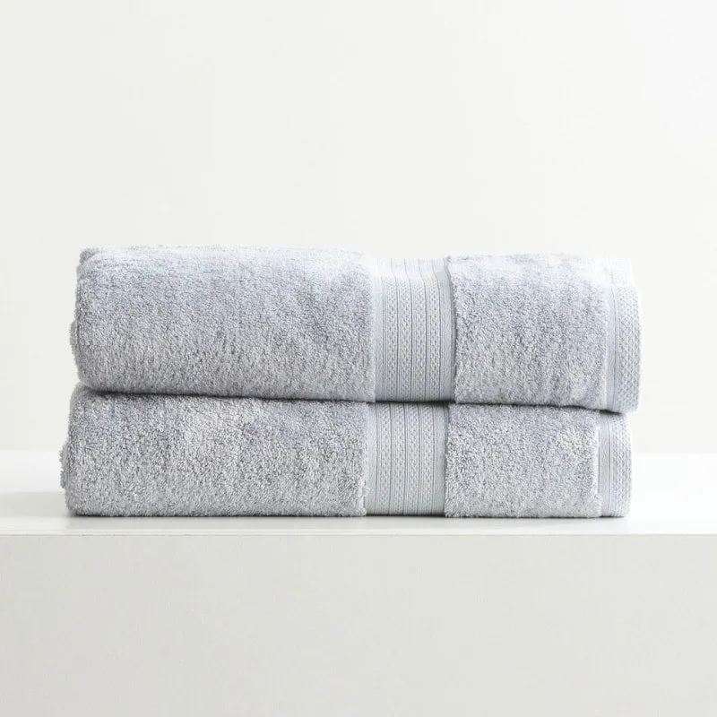 Renee Taylor Stella 2 Piece Silver Bath Sheet Pack