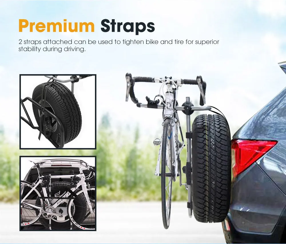 San Hima 2 Bike Carrier Spare Tire Rack Foldable Bicycle Bike Rack Rear Car