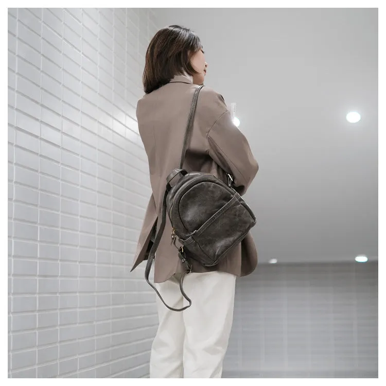 Small Leather Backpack Ladies Leather Rucksack for Women
