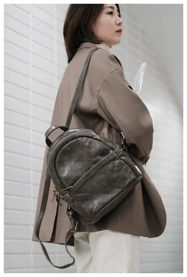 Small Leather Backpack Ladies Leather Rucksack for Women