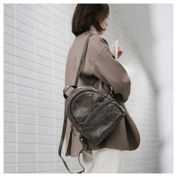 Small Leather Backpack Ladies Leather Rucksack for Women