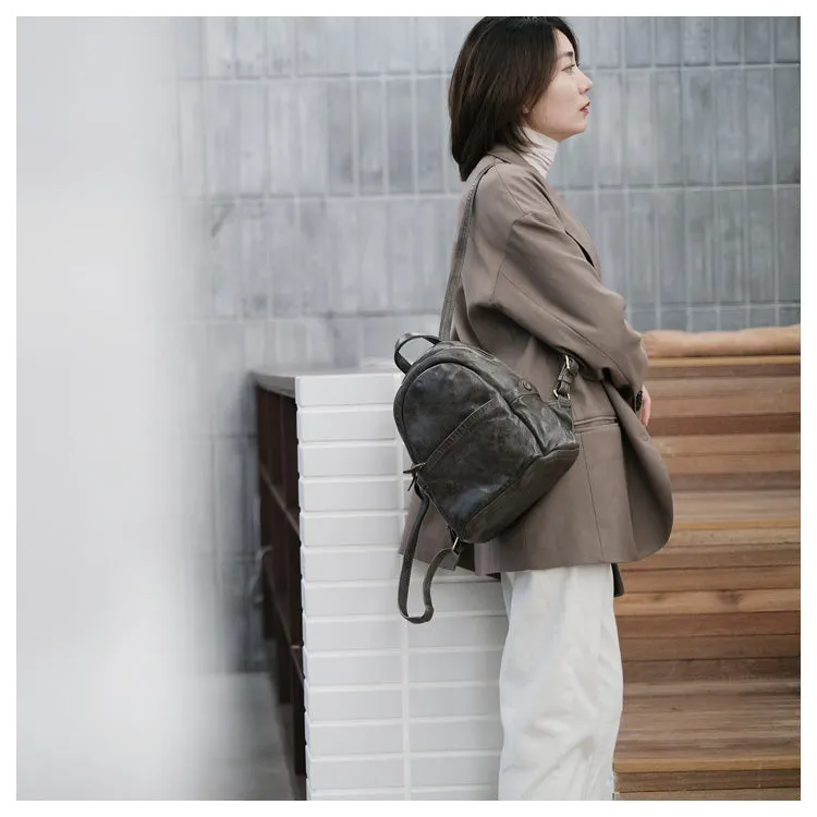 Small Leather Backpack Ladies Leather Rucksack for Women