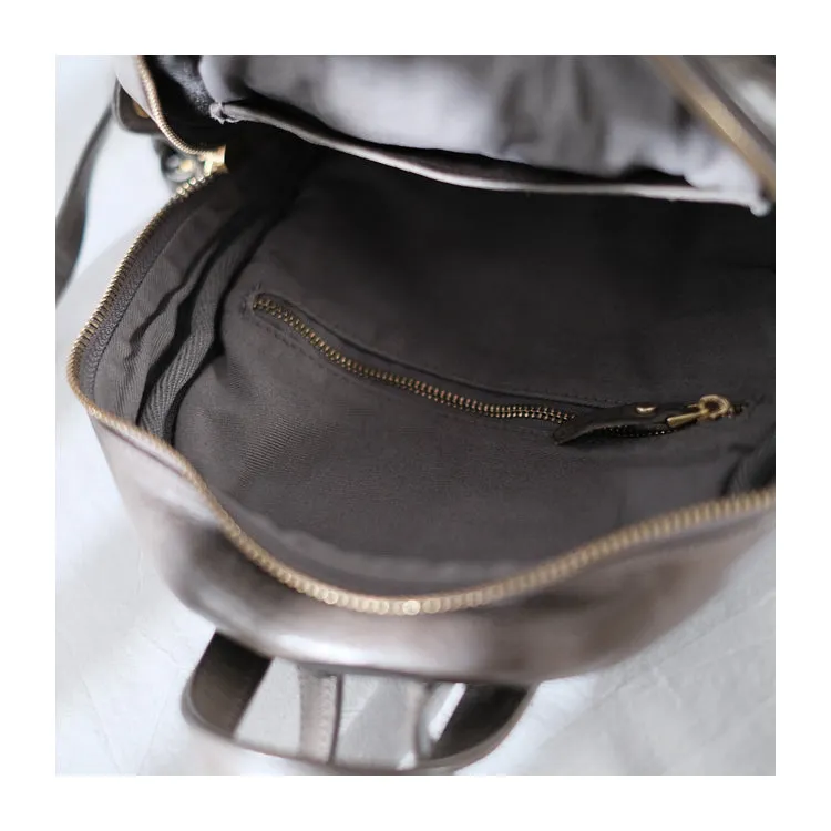 Small Leather Backpack Ladies Leather Rucksack for Women