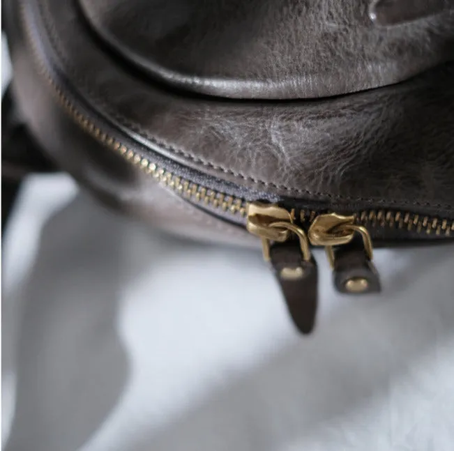 Small Leather Backpack Ladies Leather Rucksack for Women