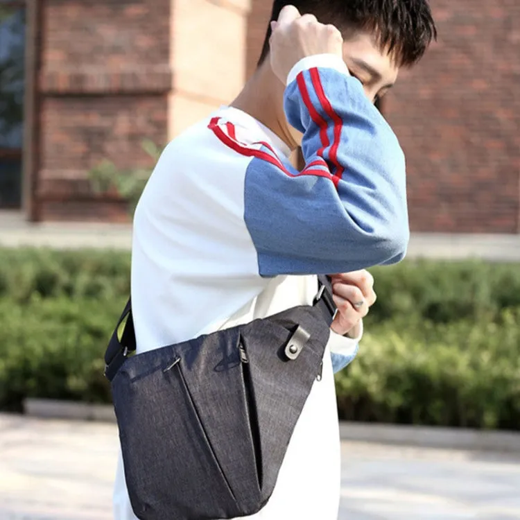 Sports Casual Men Crossbody Bag Large Capacity Multi-Pocket Single Shoulder Bag, Style: Left Shoulder Nylon (Black)