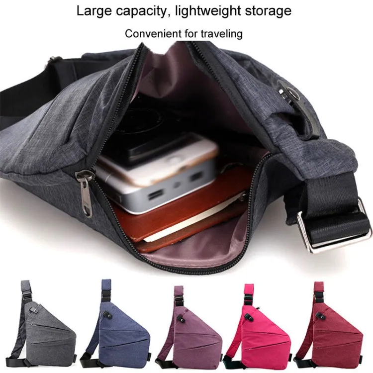 Sports Casual Men Crossbody Bag Large Capacity Multi-Pocket Single Shoulder Bag, Style: Left Shoulder Nylon (Black)