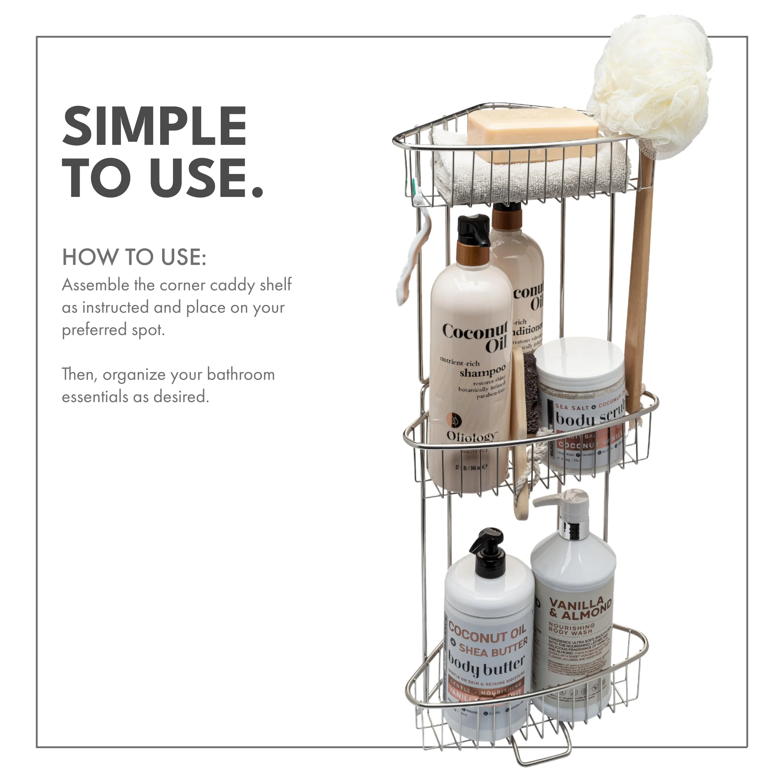 Stainless Steel Floor Shower Caddy
