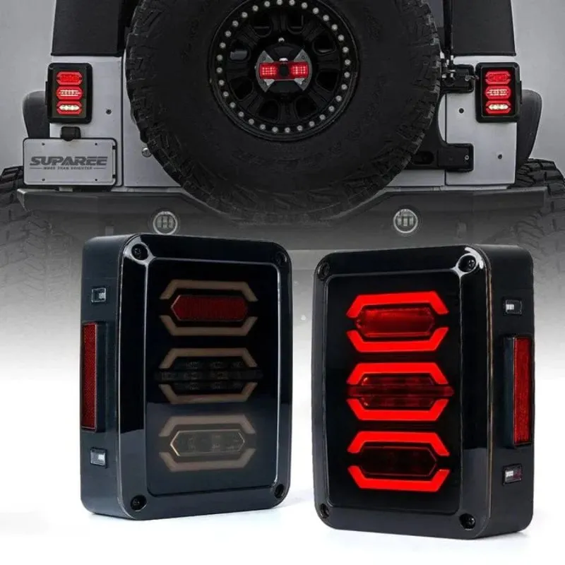 Suparee Jeep Wrangler LED Tail Lights Assembly with Smoked Lens for 2007-2018 JK JKU