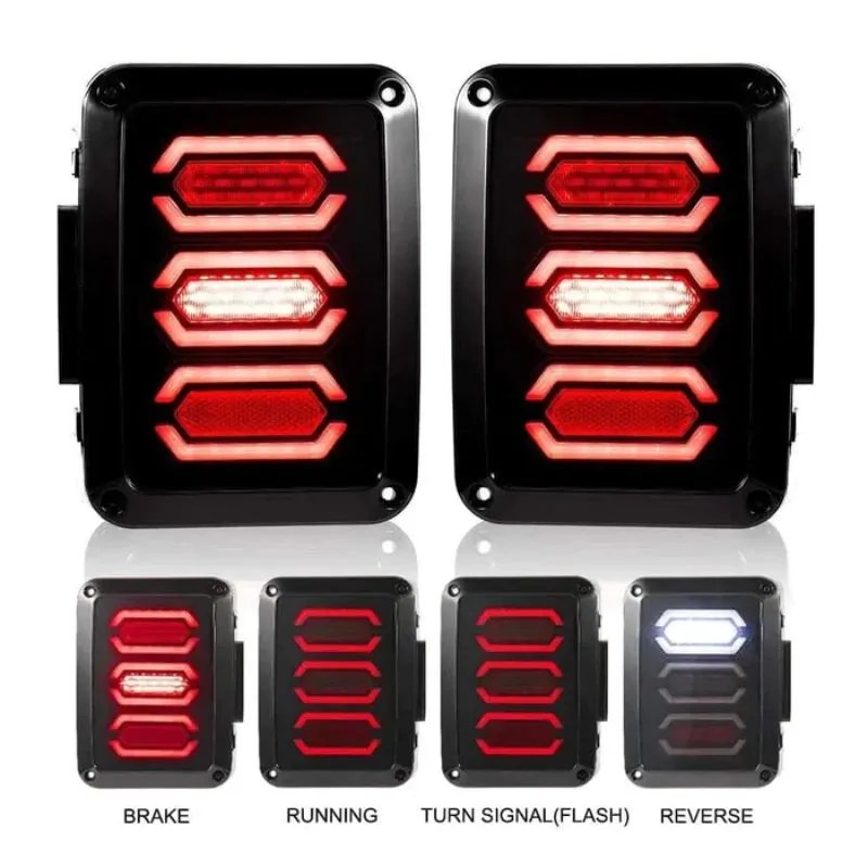 Suparee Jeep Wrangler LED Tail Lights Assembly with Smoked Lens for 2007-2018 JK JKU