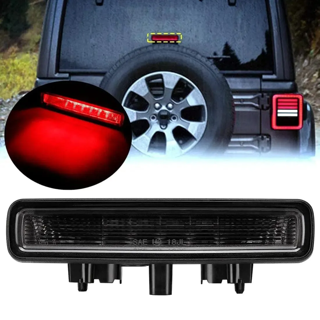 Suparee Jeep Wrangler LED Tail Lights with Spare Tire light & 3rd Brake Light Set for JL