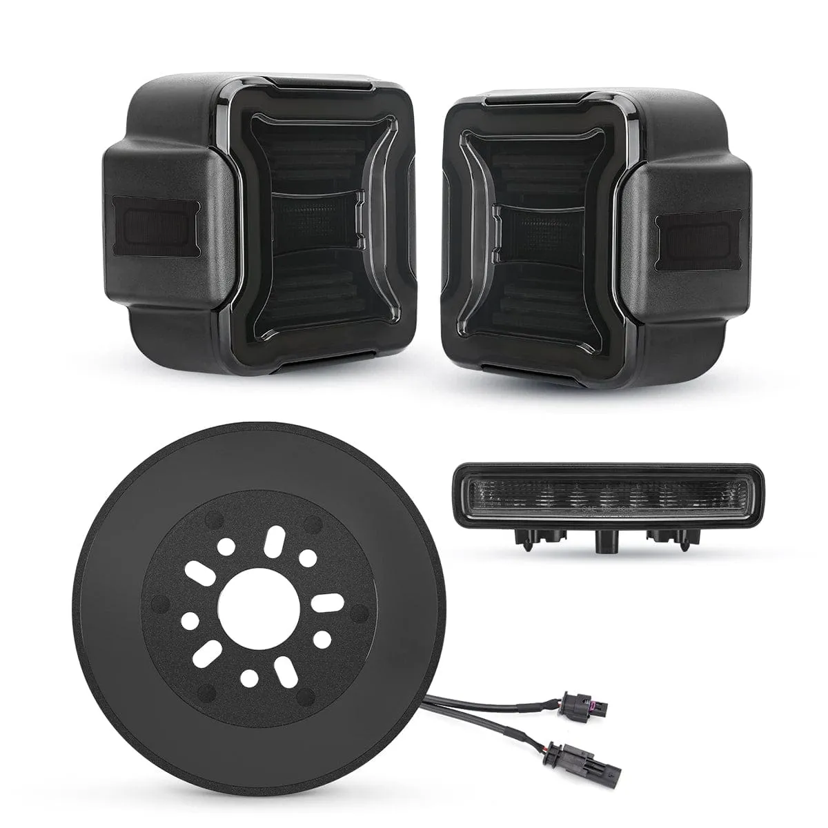 Suparee Jeep Wrangler LED Tail Lights with Spare Tire light & 3rd Brake Light Set for JL