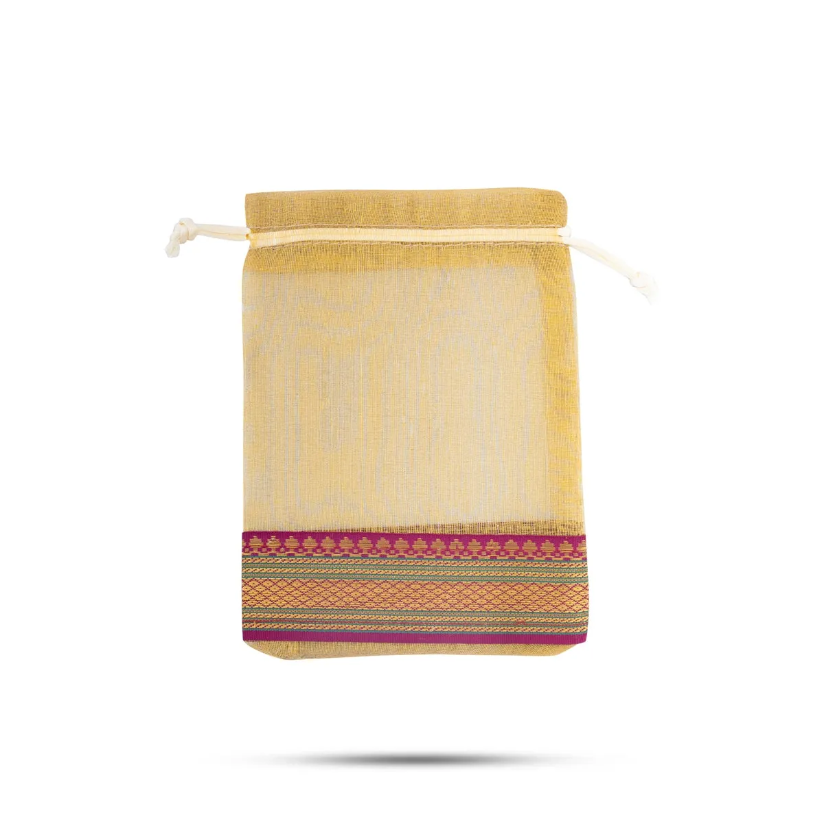 Thamboolam Bag Set - 9 x 6.75 Inches | 5 Pcs/ Jari Border Design Potli Bag/ Tambula Bag for Wedding/ Assorted Colour