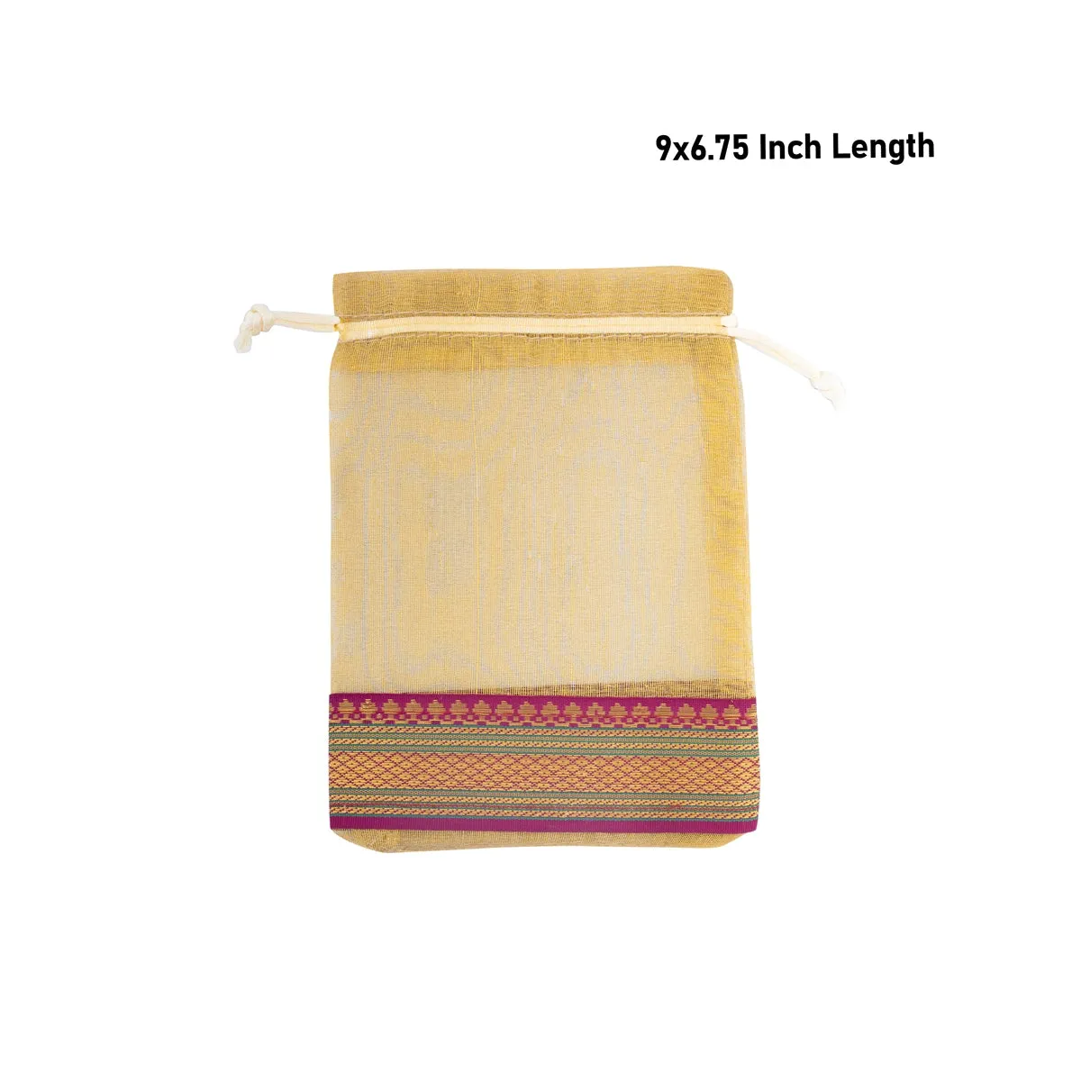 Thamboolam Bag Set - 9 x 6.75 Inches | 5 Pcs/ Jari Border Design Potli Bag/ Tambula Bag for Wedding/ Assorted Colour