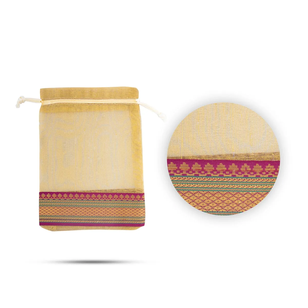 Thamboolam Bag Set - 9 x 6.75 Inches | 5 Pcs/ Jari Border Design Potli Bag/ Tambula Bag for Wedding/ Assorted Colour