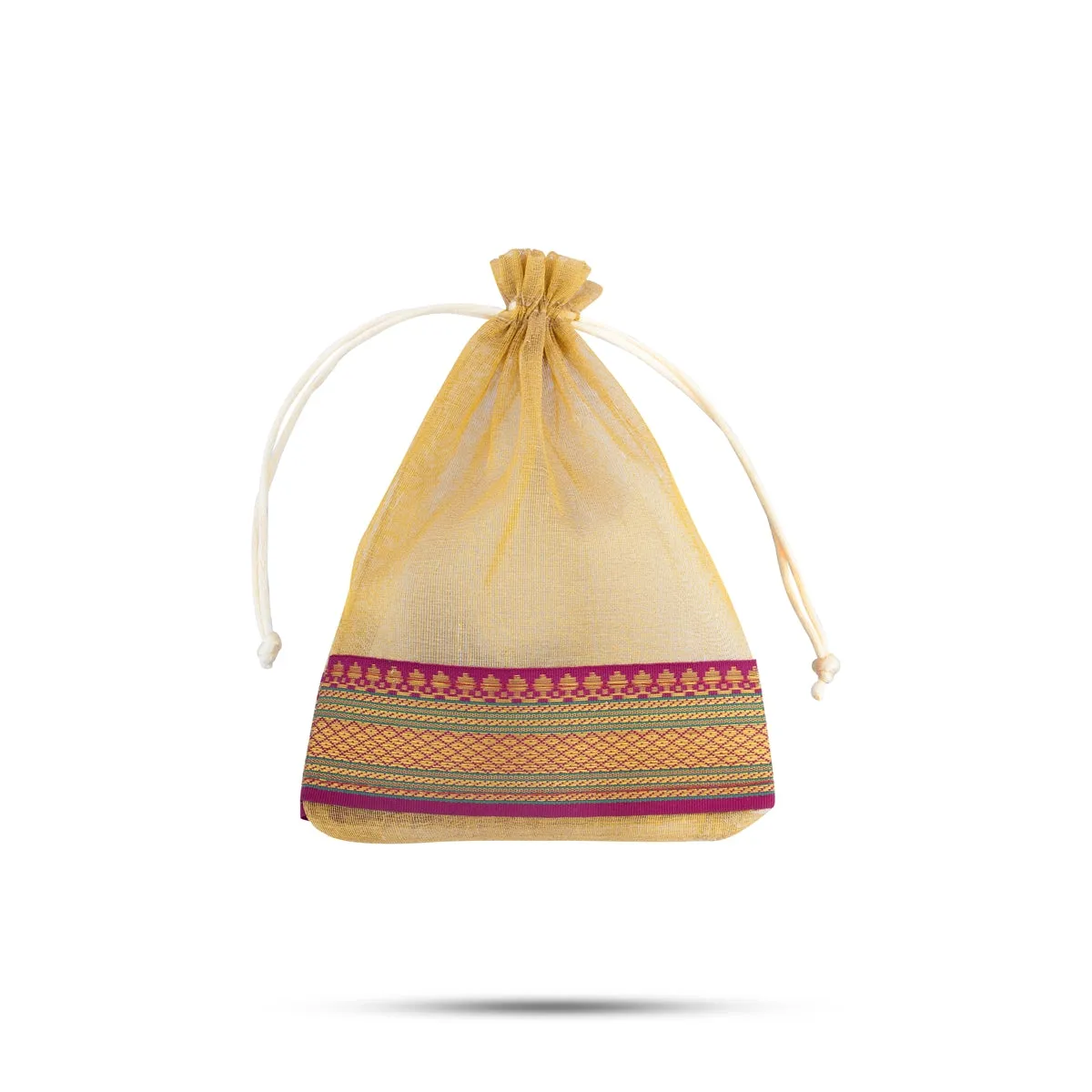 Thamboolam Bag Set - 9 x 6.75 Inches | 5 Pcs/ Jari Border Design Potli Bag/ Tambula Bag for Wedding/ Assorted Colour