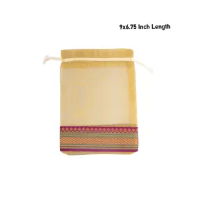 Thamboolam Bag Set - 9 x 6.75 Inches | 5 Pcs/ Jari Border Design Potli Bag/ Tambula Bag for Wedding/ Assorted Colour