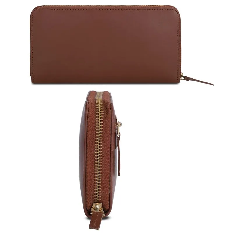 THE CLOWNFISH Eliana Collection Genuine Leather Wallet - Stylish & Multi-compartment | Card Holders | 20x3x10 cm | Tan