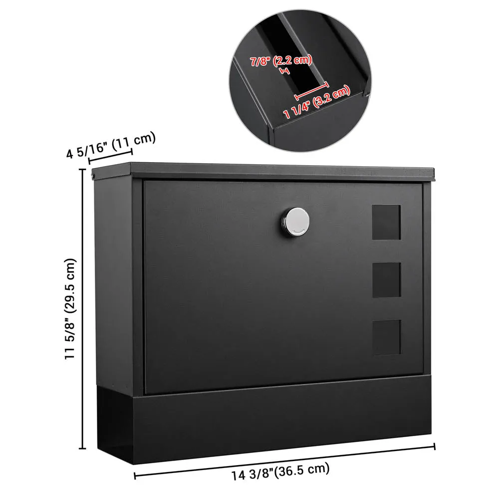 TheLAShop Large Wall Mount Mailbox with Lock Security Letterbox Steel