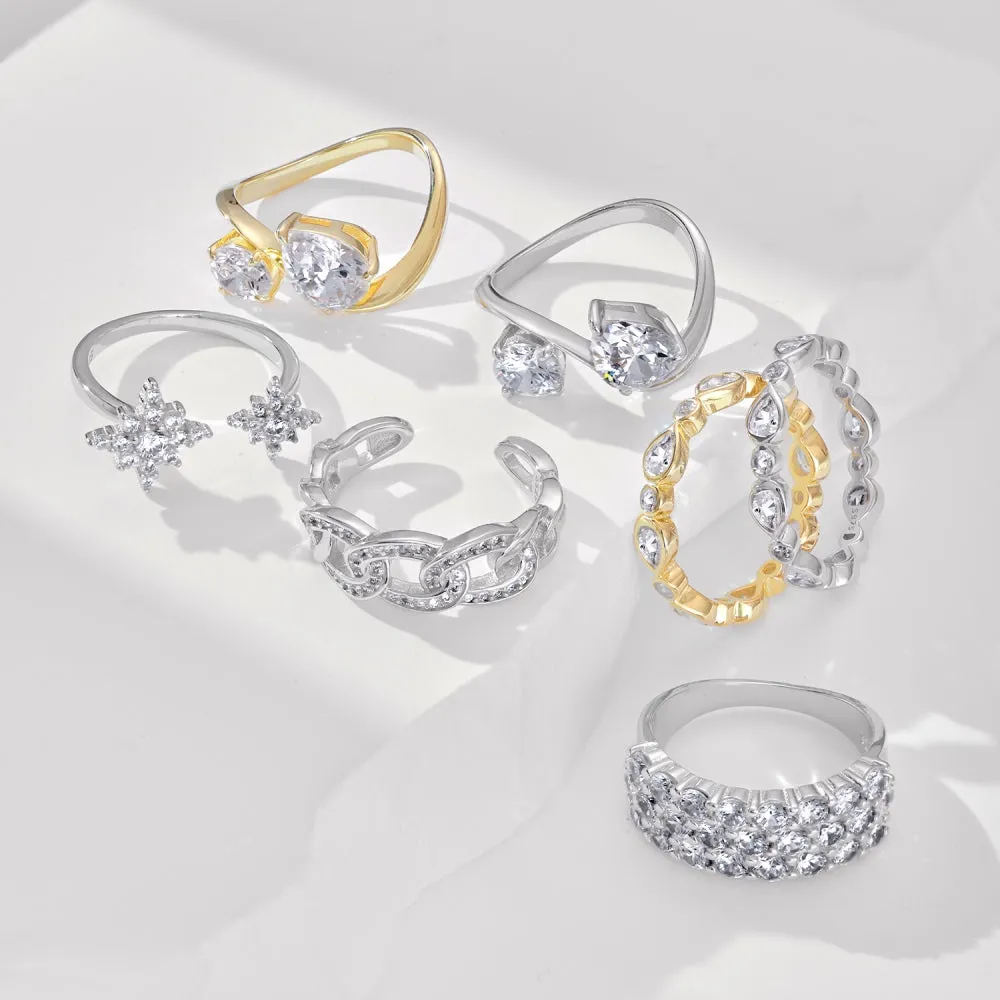 Toi Et Moi Curve Round & Pear Two Stone Engagement Ring