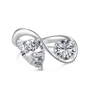 Toi Et Moi Curve Round & Pear Two Stone Engagement Ring