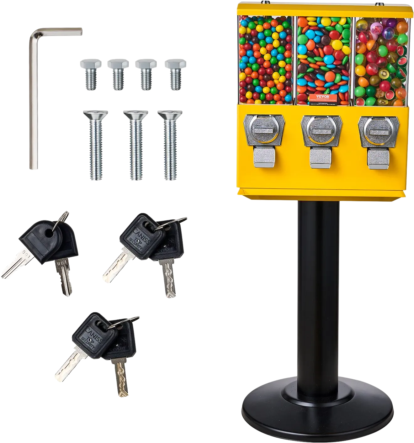 Vevor Commercial Vending Machine 3 Compartment Coin Operated Candy Dispenser with Stand New