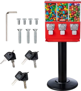 Vevor Commercial Vending Machine 3 Compartment Coin Operated Candy Dispenser with Stand New