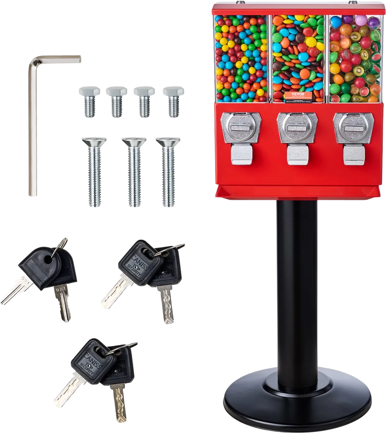 Vevor Commercial Vending Machine 3 Compartment Coin Operated Candy Dispenser with Stand New