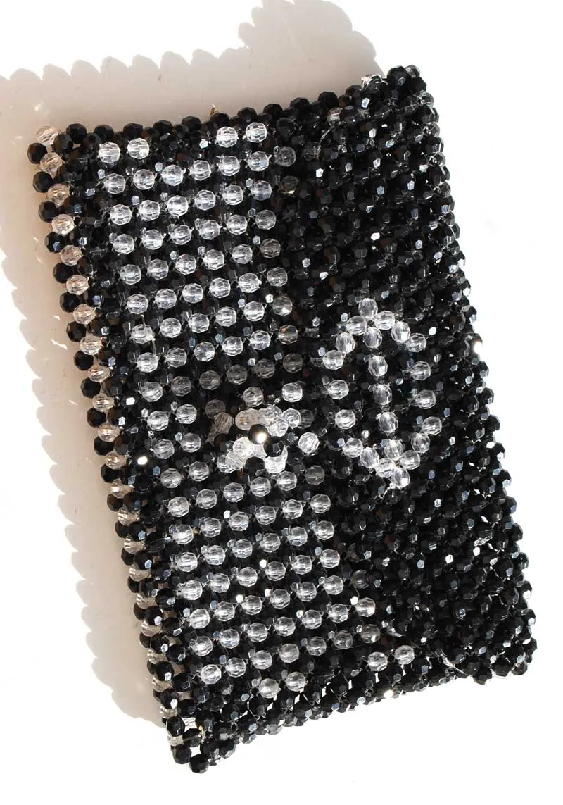 Vintage Black Beaded Clutch Bag • Evening Purse