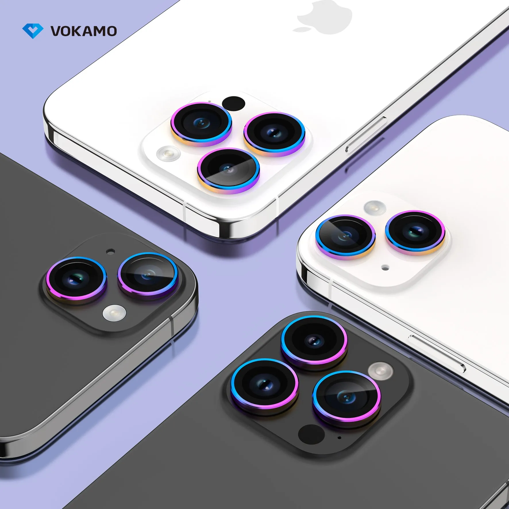 VOKAMO iPhone 15 Camera Lens Protector HD Clarity,Alloy Anti-scratch Lens Enhancer for iPhone 15 Pro Max/15 Pro/15/15 Plus