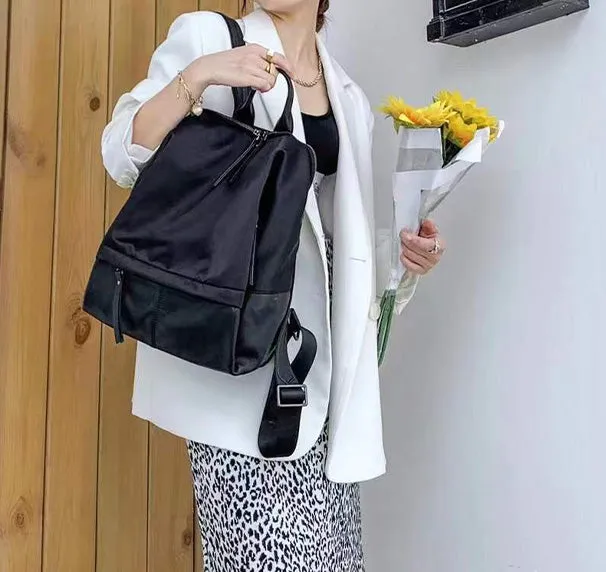 Women's Black Nylon Backpack Women's Backpacks With Laptop Compartment