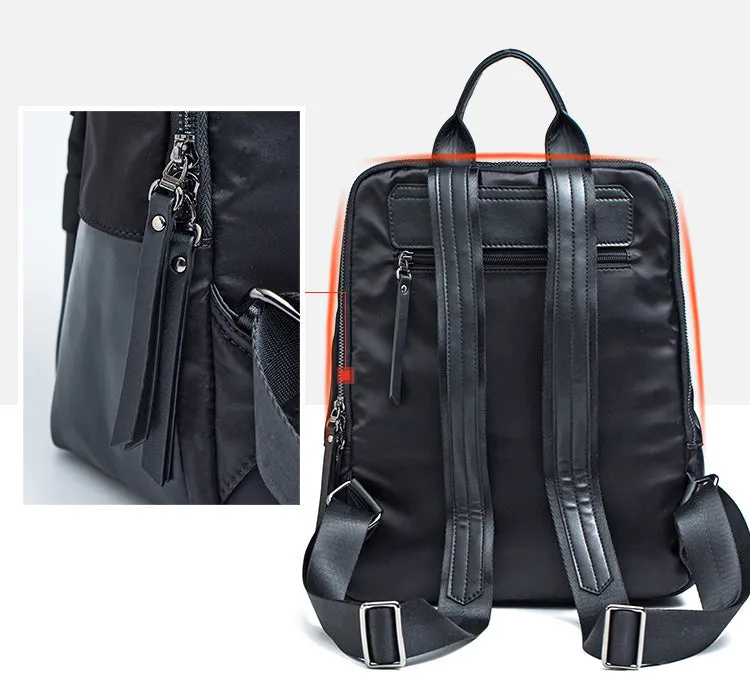 Women's Black Nylon Backpack Women's Backpacks With Laptop Compartment