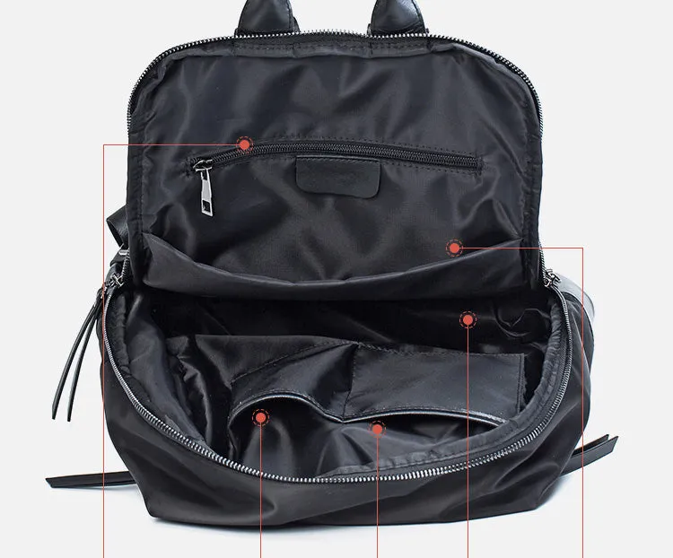 Women's Black Nylon Backpack Women's Backpacks With Laptop Compartment