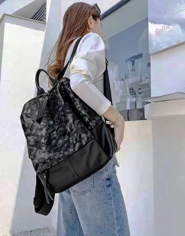 Women's Black Nylon Backpack Women's Backpacks With Laptop Compartment