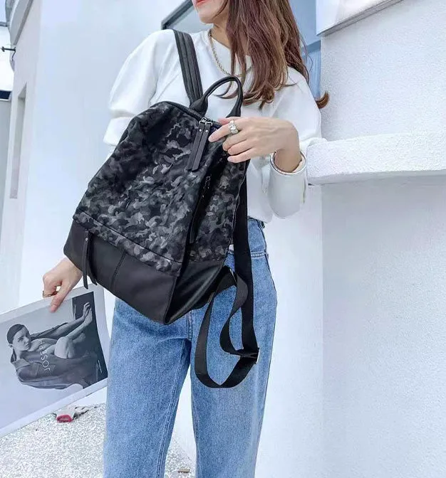 Women's Black Nylon Backpack Women's Backpacks With Laptop Compartment