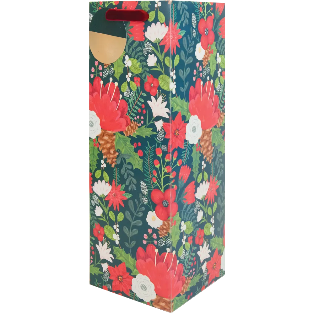 Yuletide Blooms Christmas Bottle Bag