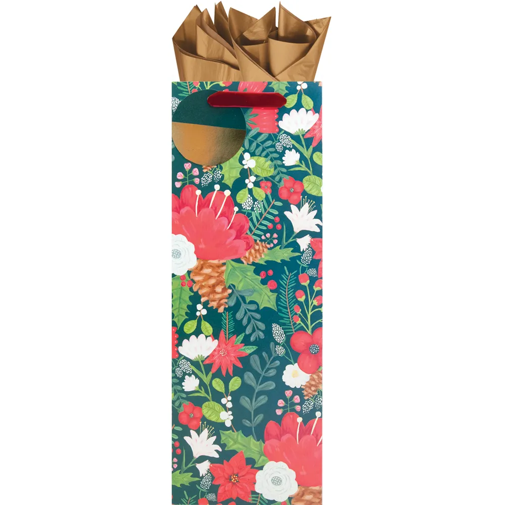 Yuletide Blooms Christmas Bottle Bag